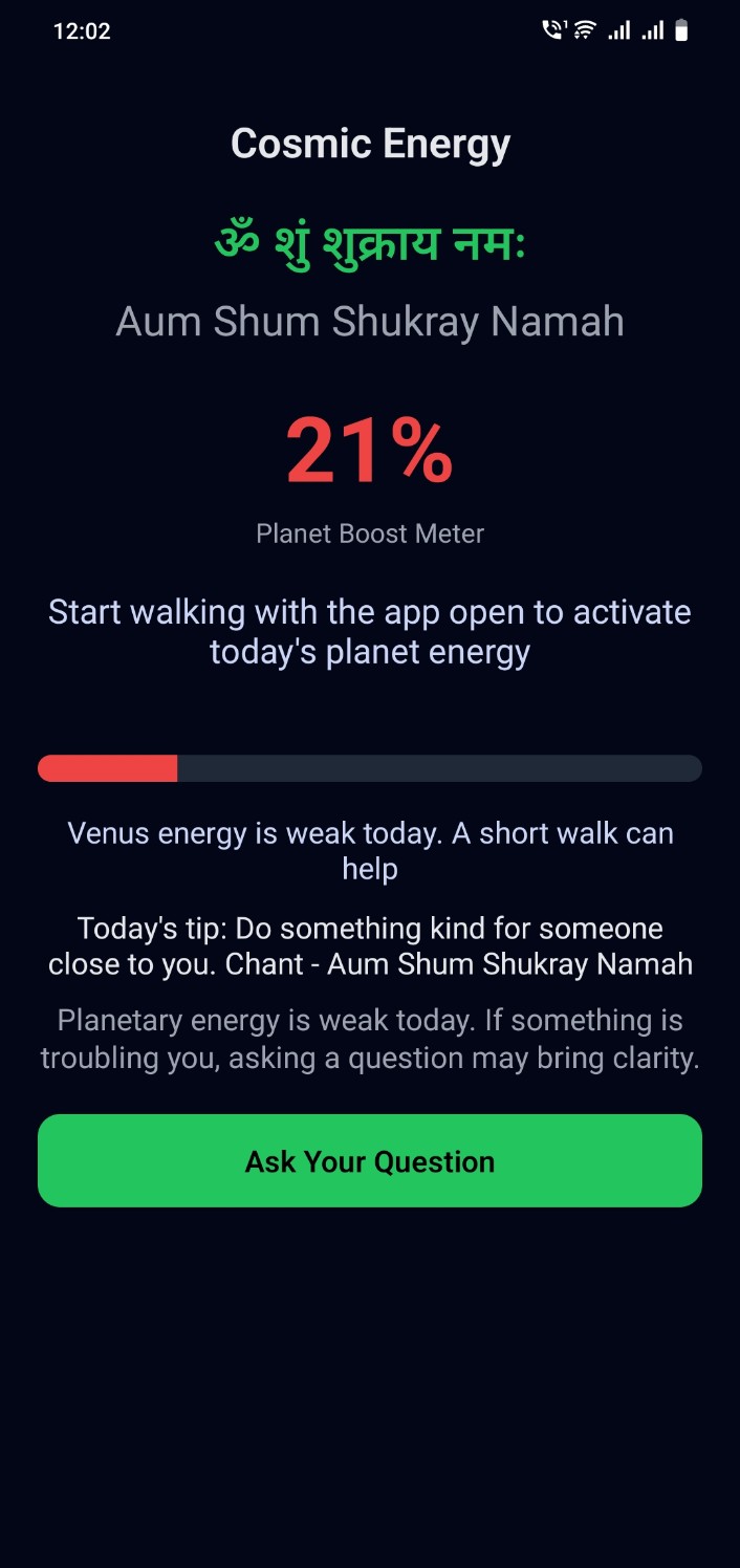 Cosmic Energy Meter screen